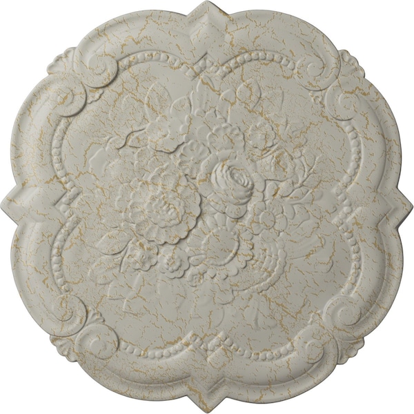 Ekena Millwork Victorian Ceiling Medallion, Hand-Painted Pot of Cream Crackle, 24 3/8"OD x 1"P CM24VIPCC - main